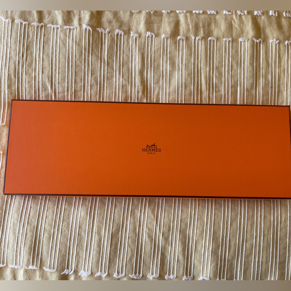 Hermes Paris Gift Box Hermes Silk Scarf / Tie Gift Box Orange 15”x5”